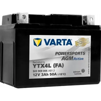 Autobaterie AKUMULÁTOR 3AH/50A 12V P+ MOTOCYKLY AGM VARTA