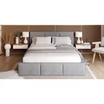 Čalouněná postel AMBER 160x200 Šedá Trinity s úložným prostorem dřevěný rošt
