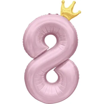 Set školních potřeb Balónek fóliový 82 cm světle růžový s korunkou číslo 8