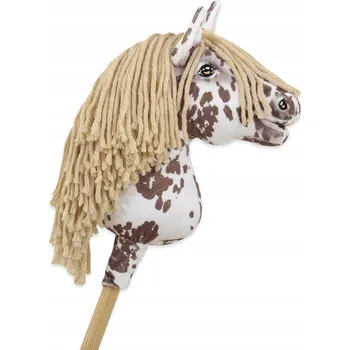 Hobby horsing Hobby Horse Malý koník na tyči Premium - strakoš bílo-hnědý s béžovou