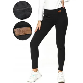 Dámské legíny MORAJ dámské zateplené legíny, teplé silné, s kožíšek medvídek, černé 2XL XXL