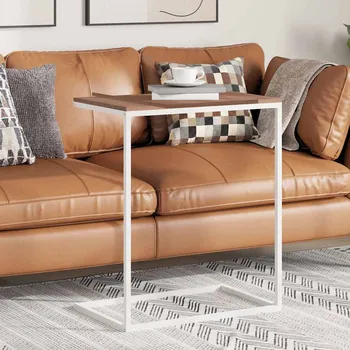 Konferenční stolek vidaXL Odkládací stolek 55 x 35 x 66 cm kompozitní dřevo [343095] Barva: Bílo-hnědá