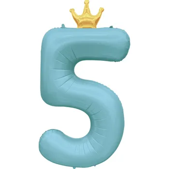Set školních potřeb Balónek fóliový 82 cm světle modrý s korunkou číslo 5