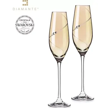 Sklenice Skleničky s Swarovski elements na sekt (Flétny na šampanské zlaté barvy)