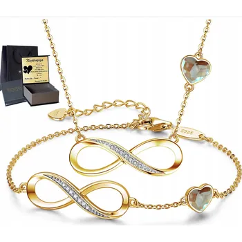 Náhrdelník Zlatý Náramek Náhrdelník Sada Stříbro 925 Gravírování Jmeniny Narozeniny