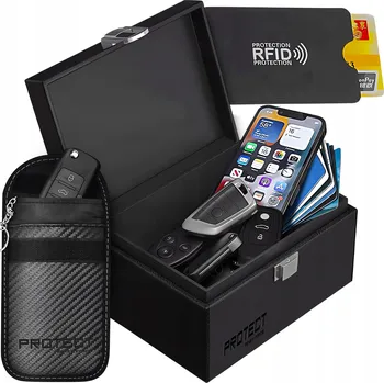 Autoklíč Box – stínicí krabička + pouzdro na klíč keyless, Faradayova klec, RFID