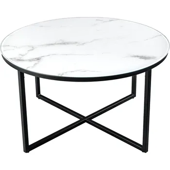 Konferenční stolek INVICTA INTERIOR Konferenční stolek CALVANO 80cm mramorový bílá/černé nohy