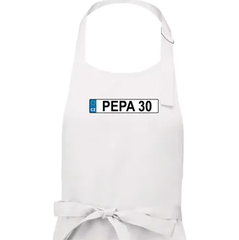Kuchyňská zástěra SPZ Pepa 30 - Pánská zástěra na vaření - Univerzální velikost ( Bílá )