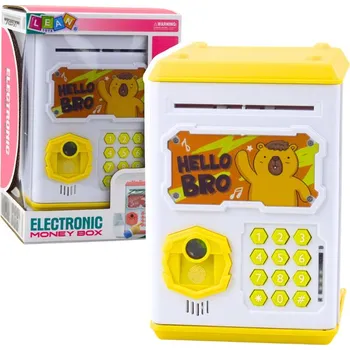 Pokladnička LEAN Toys Pokladnička elektronický trezor na pin žlutá Kapybara