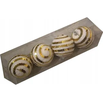 Vánoční dekorace Nerozbitné bílé a růžové Vánoční Baňky 7 cm. Flitry 4 ks