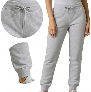 Dámské tepláky s gumou v pase, široké nohavice a kapsy šedé L