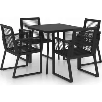 5dílná zahradní souprava nábytku, PVC ratan, černá