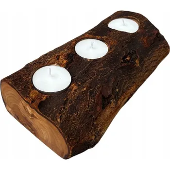 Svícen Rustikální svícen z olivového dřeva na čajové svíčky (tealight) SR3