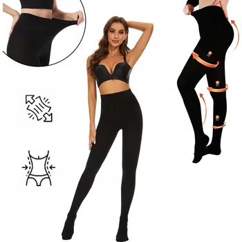 Dámské punčochy Zateplené dámské punčocháče s kožíškem zimní teplé termopunčochy černé M