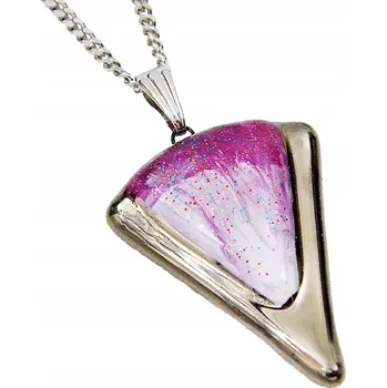 Náhrdelník Fialovobílý náhrdelník třpytkový keltský, ruční výroba, zdobený platinou