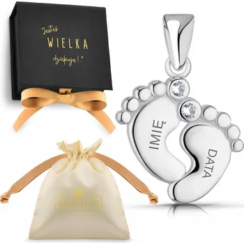 Přívěsek Stříbrný přívěsek nožičky s gravírováním na řetízek dětské nohy, stříbro 925