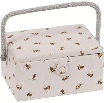 Organizér galanterie Střední košík na šití, pletení a háčkování - Včelky 1 (Medium Sewing Box Beautiful Bees)