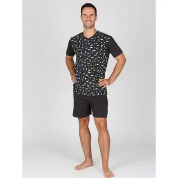 Pánské pyžamo Evona Tristan černé/ryby, XL