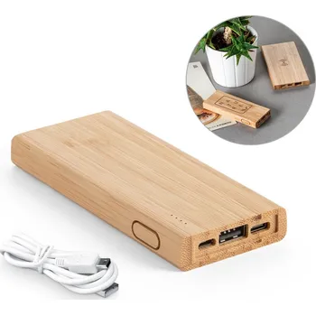 Powerbanka KOHN. Powerbanka 5 000 mAh v bambusu 1 bez potisku bez potisku