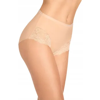 Kalhotky DÁMSKÉ BAVLNĚNÉ KALHOTKY S VYSOKÝM PASEM JULIA WITH LACE BÉŽOVÉ XXL MARILYN