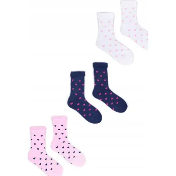 Dámské ponožky PONOŽKY FROTÉ S SRDÍČKA TEPLÉ PONOŽKY DÍVKA 3-BALENÍ YOCLUB 35-38