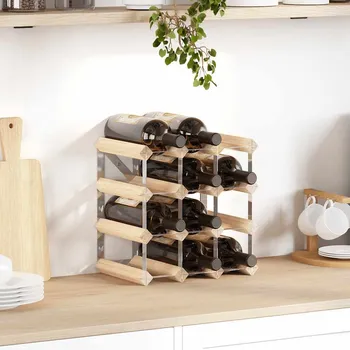 Stojan na víno vidaXL Stojan na víno na 12 lahví masivní borové dřevo [340891] Barva: Béžová