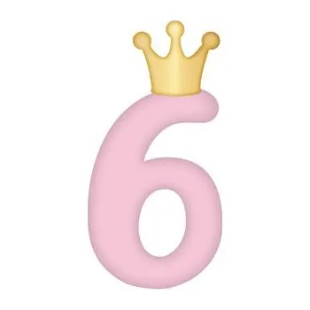Party dekorace Svíčka dortová světle růžová s korunkou číslo 6