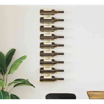 vidaXL Nástěnný stojan na víno na 9 lahví železný [340900] Barva: zlatá