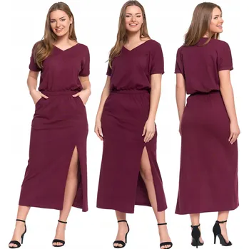 Dámské šaty Šaty maxi Moraj bavlněné fialové s výstřihem do V S