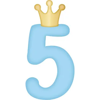 Party dekorace Svíčka dortová světle modrá s korunkou číslo 5