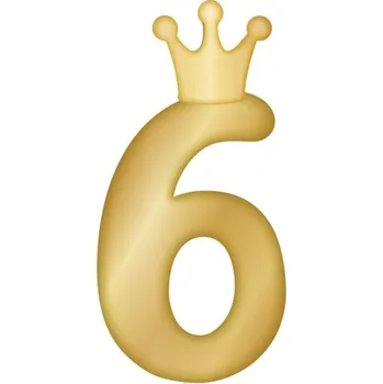 Party dekorace Svíčka dortová zlatá s korunkou číslo 6
