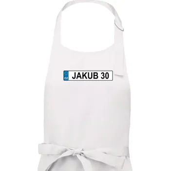 Kuchyňská zástěra SPZ Jakub 30 - Pánská zástěra na vaření - Univerzální velikost ( Bílá )
