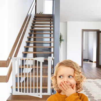 Dětská zábrana Rozpěrná zábrana bílá kovová 70-100 cm na schody a dveře