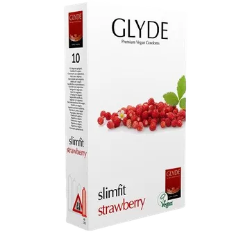 Kondom Glyde Strawberry Premium Vegan Condoms 10 ks