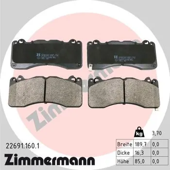 Brzdová destička Sada brzdových destiček, vždy 4 kusy v sadě ZIMMERMANN 22691.160.1