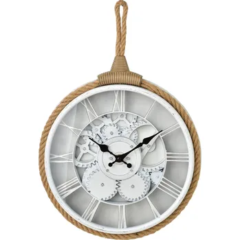 Hodiny Nástěnné hodiny RAMSEY 33 cm bílé/hnědé