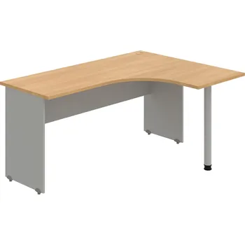 Psací stůl GE 60 L – Stůl ergo levý 160 × 120 cm - Dub , Šedá , Šedý kov