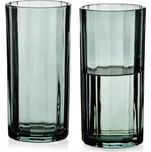 Sada 4 ks vysokých sklenic ELISE STRIPES 360 ml čirá/zelená