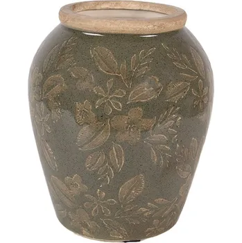 Váza Zelená keramická váza s květy Timothée S - Ø 13*15 cm