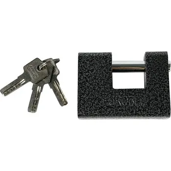 Obdélníkový visací zámek z masivní oceli se 3 klíči