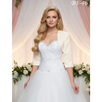 Bolerko Svatební saténové bolerko - ivory: BF-46, vel. XS, 2XL Vybraná velikost: XS