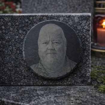 Smuteční dekorace Fotka na hrob z břidlice 30cm