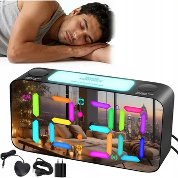 Budík BUDÍK HODINY DIGITÁLNÍ LED HLASNÝ STOJÍCÍ DIGITÁLNÍ LAMPIČKA USB KABEL