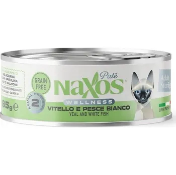 Krmivo pro kočku NAXOS CAT STERILIZED Konzerva pro kastrované kočky, telecí a ryba, 85g