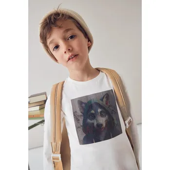 Bavlněné tričko s dlouhým rukávem Mayoral 4081.5C.Mini.9BYA béžová 01X, vel. 128