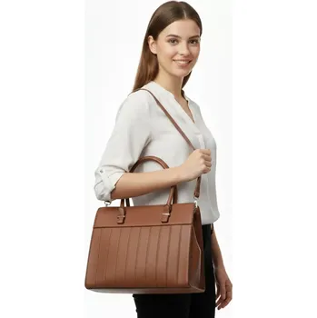 Kabelka Dámská hnědá elegantní kabelka David Moda do ruky i na rameno S1451