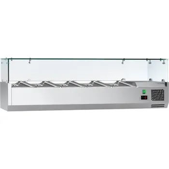 vasegastro Chladicí stolní vitrína - pro 7 x GN 1/4 1600mm, VČETNĚ GASTRONÁDOB