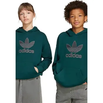 Chlapecká mikina Dětská bavlněná mikina adidas Originals JV8640 zelená 79X, vel. 176