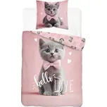 DETEXPOL Povlečení Kotě hello love Bavlna, 140/200, 70/80 cm