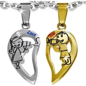 Přívěsek Dvojpřívěsky ocel pro dva "love you" 67 (Dvojité přívěsky z oceli, pro páry)